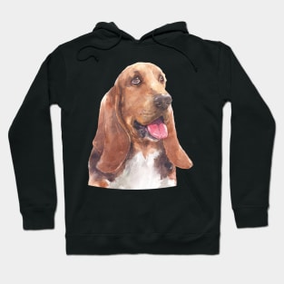 Tricolor Basset Hound Watercolor Art Hoodie